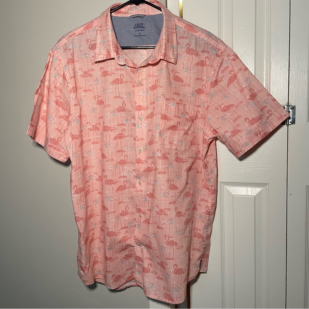 Izod saltwater short sleeve flamingo shirt size XL